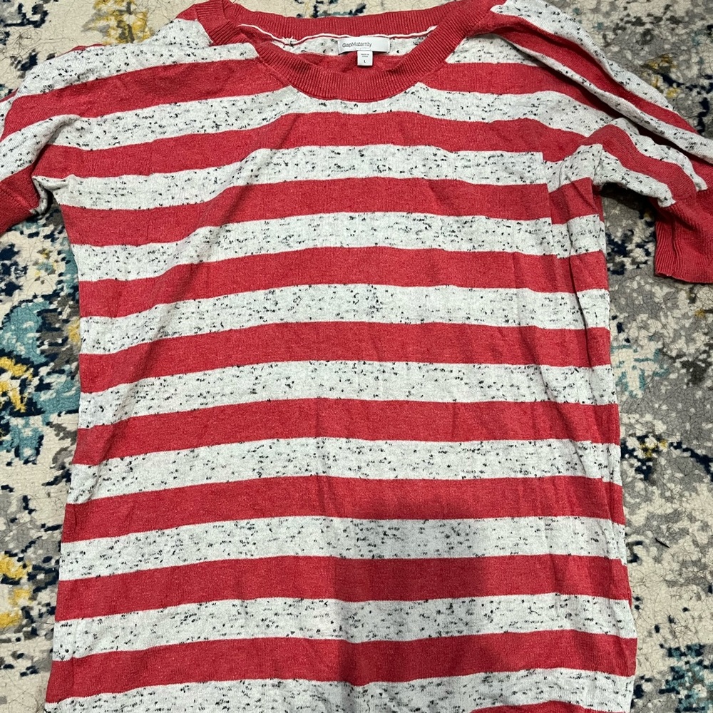 Coral stripped maternity sweater